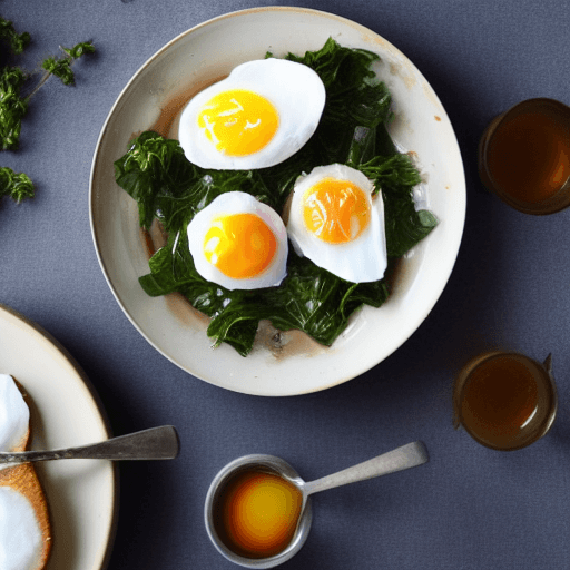 Poached eggs over spinach