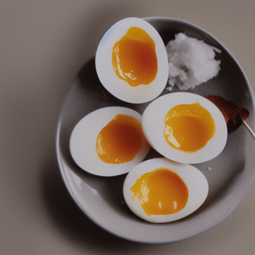 Softboiled eggs on a plate with sea salt
