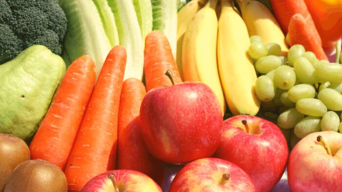 table with Fruits and Vegetables