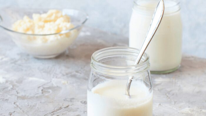 kefir drink in a jar