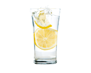 glass of water with slice of lemon