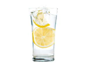 glass of water with slice of lemon