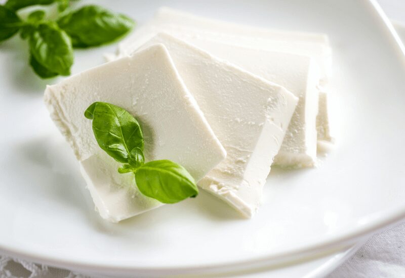 lowfat ricotta cheese slices on plate