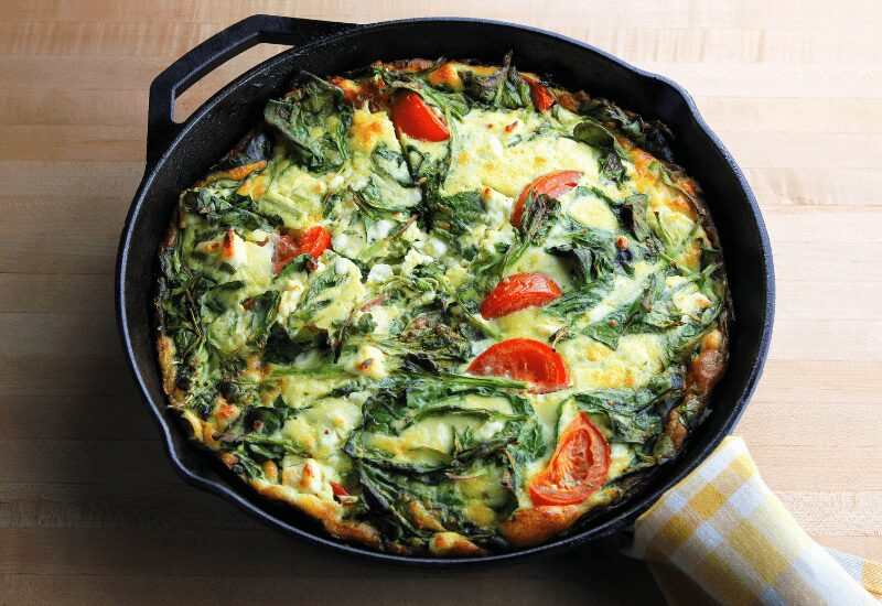 breakfast of eggs and vegetables as a frittata