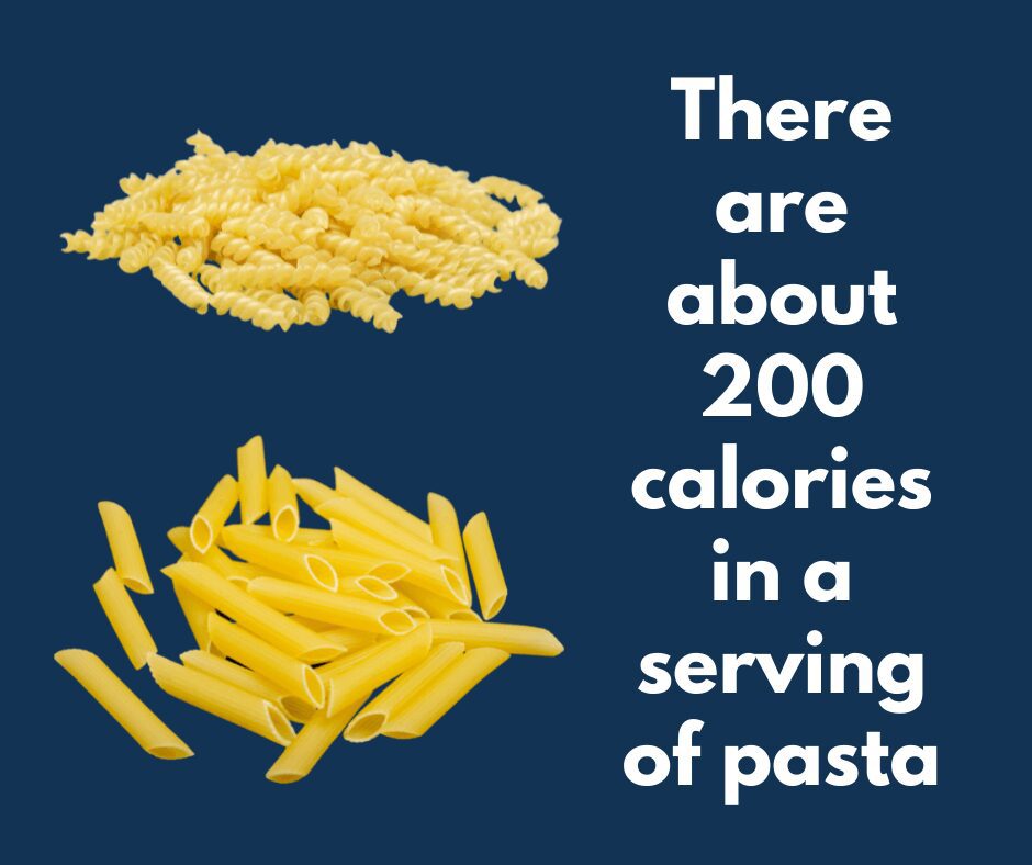 There are around 200 calories in a serving of plain pasta | Grain pasta is lower gi | Can you eat pasta when trying to lose weight? Yes