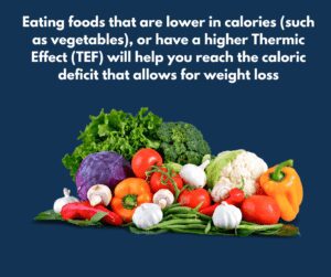 Fresh Vegetables are fat burning foods have a high TEF, or Thermic Effect of Food