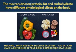 Counting calories is key for weight loss. Good carbs | Bad carbs | The macronutrients; protein, fat and carbohydrate have different physiological effects on the body