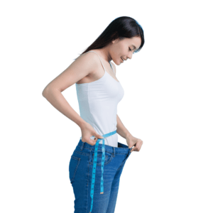 Woman lost weight | measuring waist