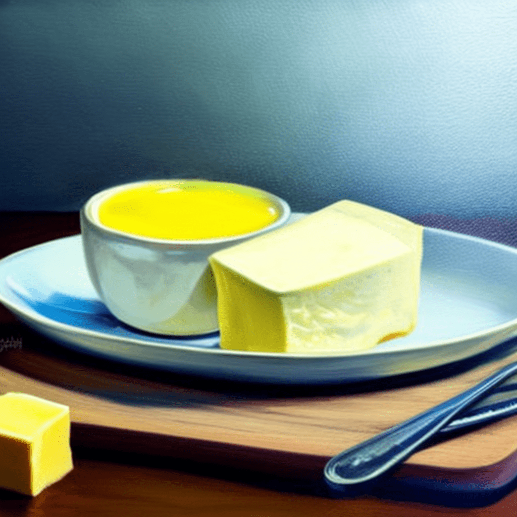 A close-up photo of three essential ingredients in many dishes – butter, oil, and yogurt. 