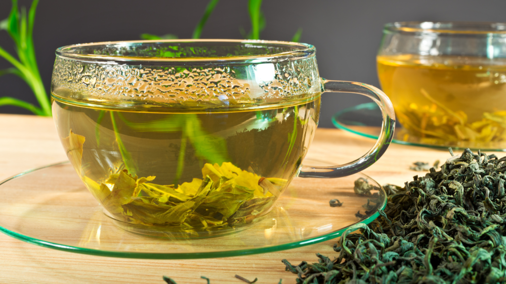 Refreshing green tea in a glass, a soothing elixir for body and soul.