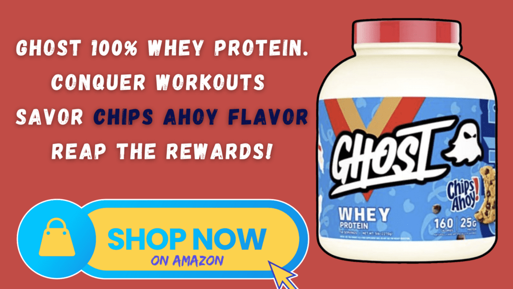 Image depicts a 5-pound tub of Ghost 100% Whey Protein Powder, Chips Ahoy! flavor. The container is bold, with the brand logo 'Ghost' prominently displayed. The label clearly states the protein content and flavor, emphasizing its unique blend of whey protein isolate, concentrate, and hydrolyzed isolate. The design reflects the product's commitment to transparency and quality, aimed at fitness enthusiasts seeking a reliable, tasty protein supplement.