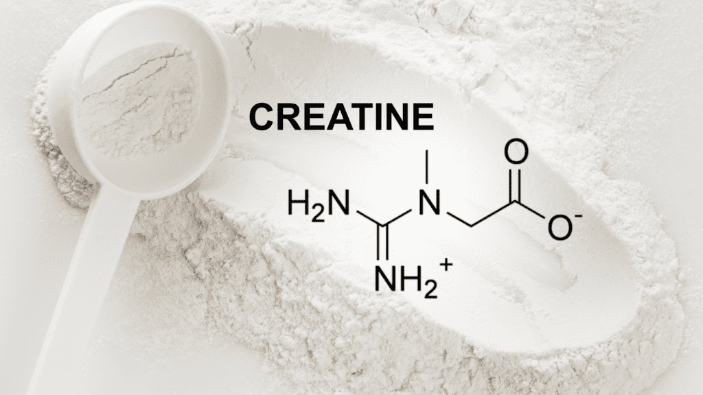 Close-up image of unflavored Creatine Monohydrate powder from BulkSupplements, known for enhancing muscle strength and recovery.