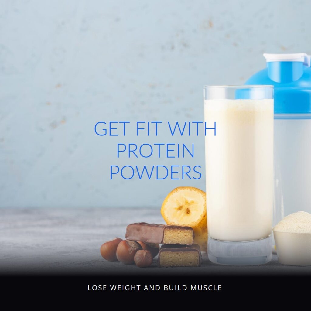 A tub of high-quality protein powder positioned next to a durable shaker bottle with a vibrant blue lid. The shaker is designed for easy mixing, ensuring a smooth, lump-free protein shake every time. The image encapsulates the foundation of muscle health and strength maintenance.